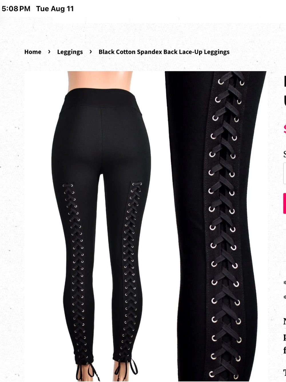 Deranged Designs Black Lace-Up Leggings